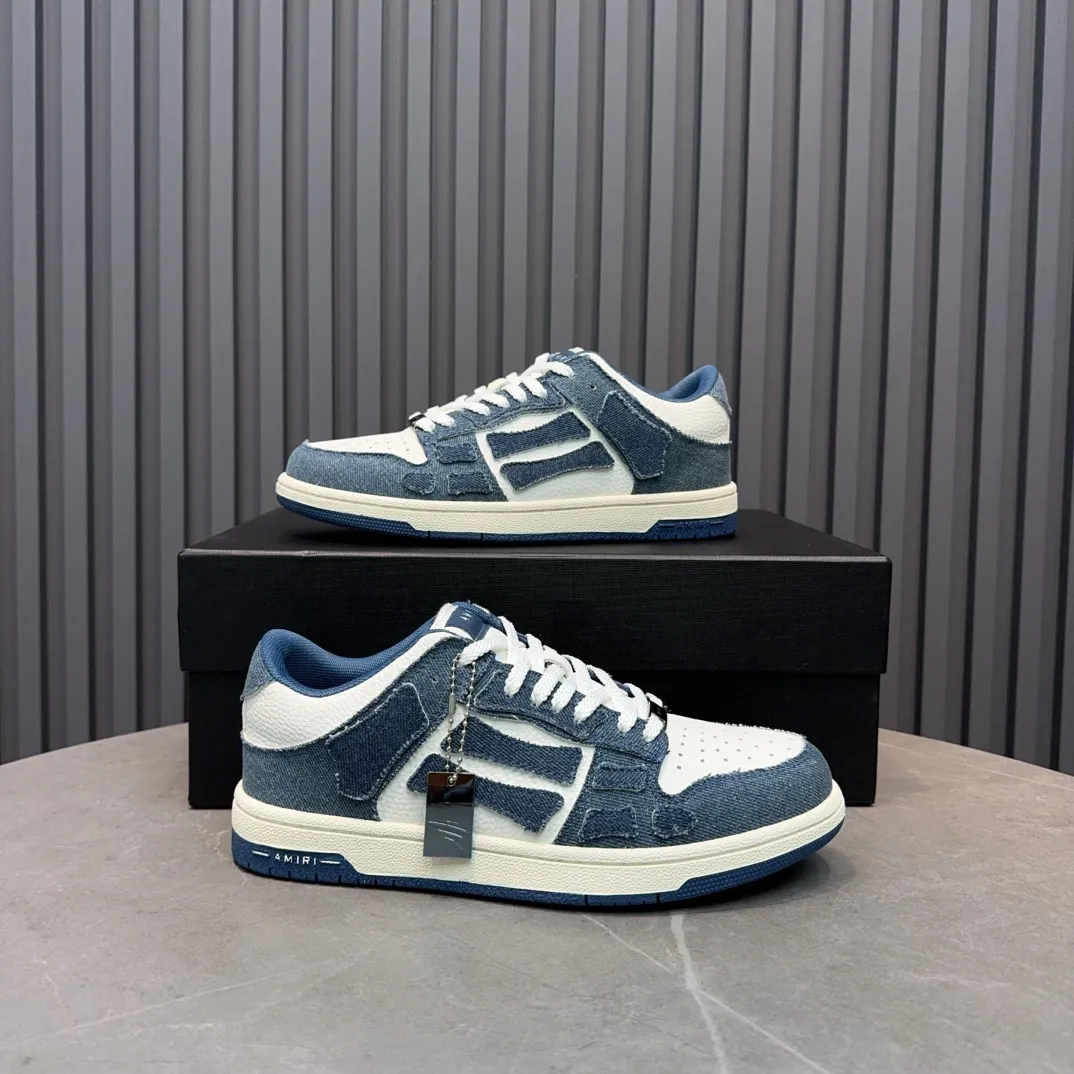 Men's men's shoes 💰600 AMIRI high street sneakers with bone sports shoes, toe layer cowhide upper, upper side bones, hand-stitched, good three-dimensional effect, customized metal LOGO, size 38-45 46